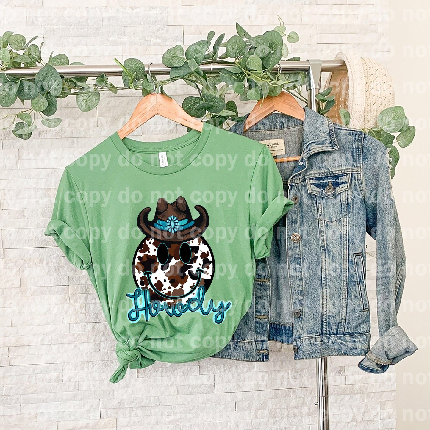 Howdy Smiley Face Cowboy Hat Dream print transfer