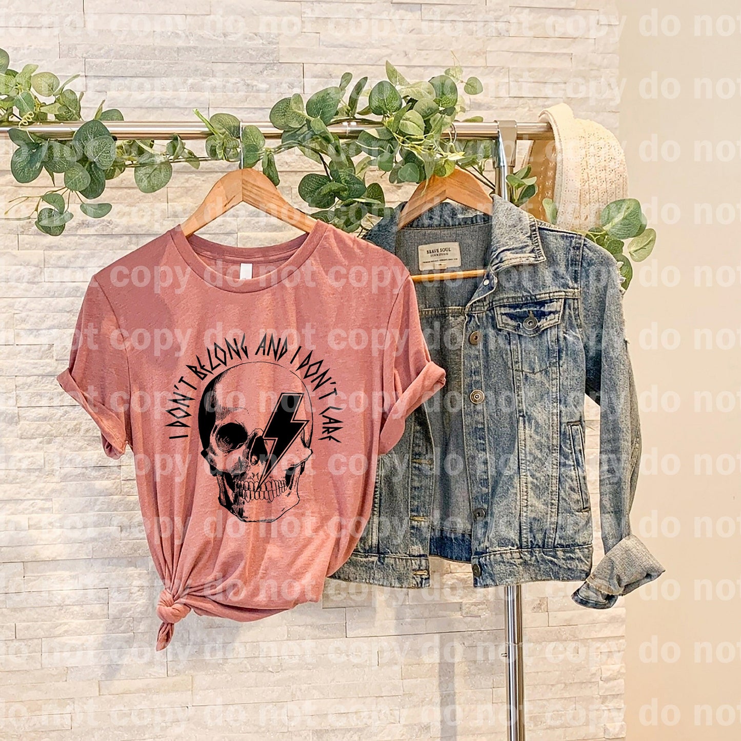 I Don't Belong And I Don't Care Skull Dream print transfer