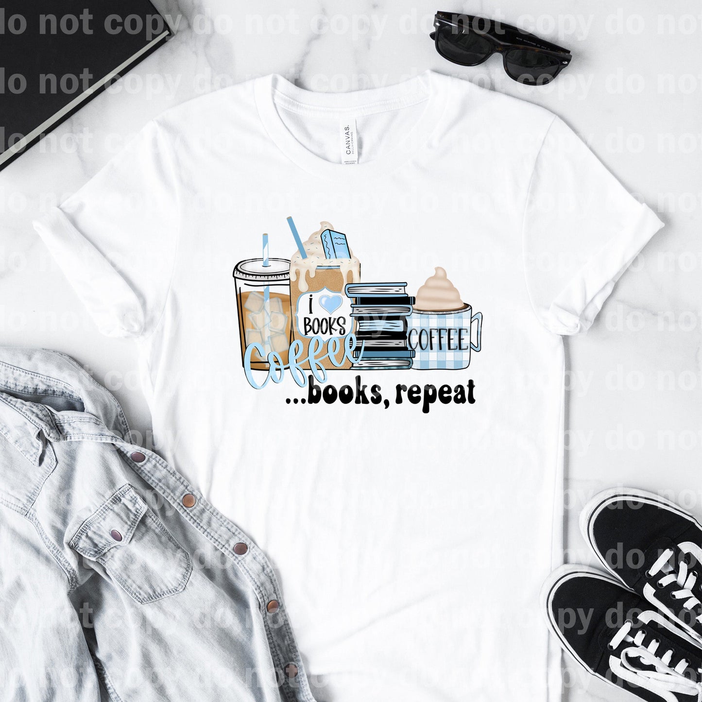 I Love Books Coffee Books Repeat Dream Print or Sublimation Print