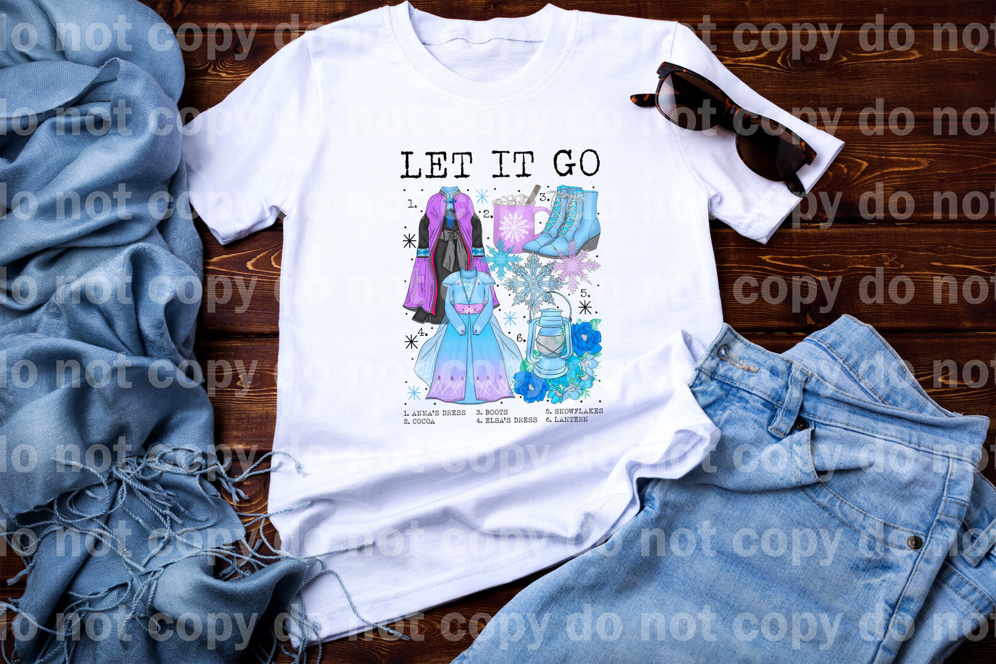 Let It Go Chart Dress Cocoa Boots Dress Snowflakes Lantern Dream Print or Sublimation Print