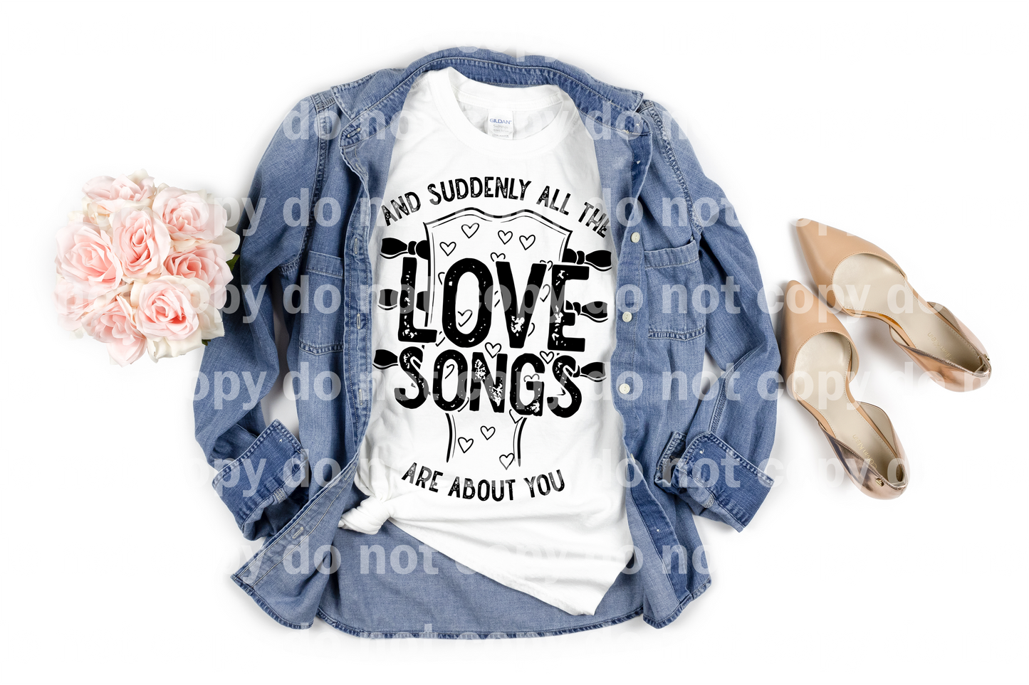 And Suddenly All The Love Songs Are About You Distressed Full Color/One Color Dream Print or Sublimation Print