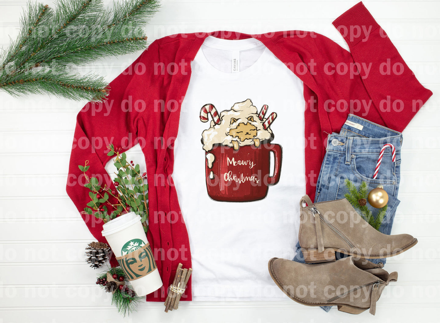 Meowy Christmas Latte Dream Impresión o Impresión de Sublimación