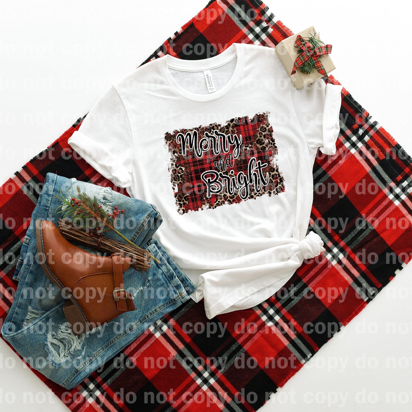 Merry And Bright Plaid Distressed Dream Print or Sublimation Print