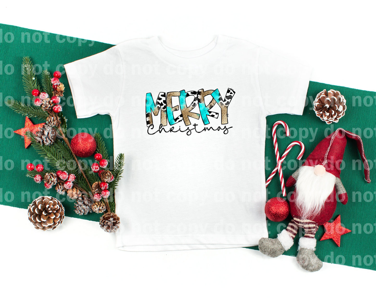Merry Christmas Cow Teal Dream Print or Sublimation Print