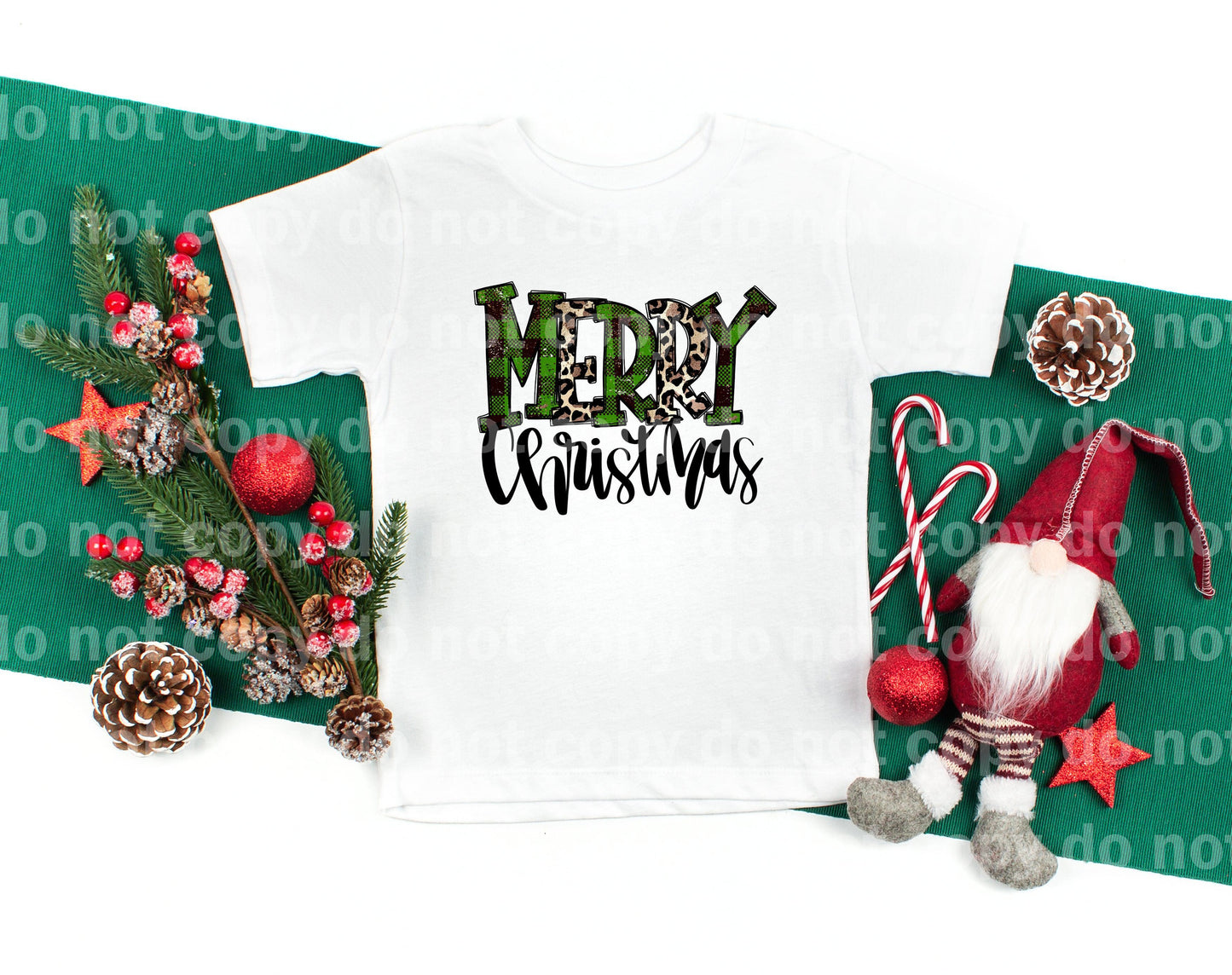 Merry Christmas Green Plaid Cheetah Dream Print or Sublimation Print