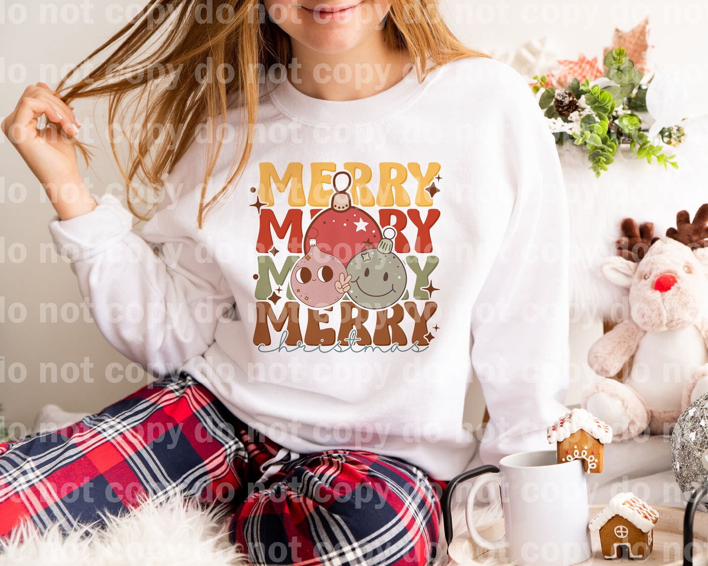 Merry Christmas Retro Bulbs Yellow Dream Print or Sublimation Print