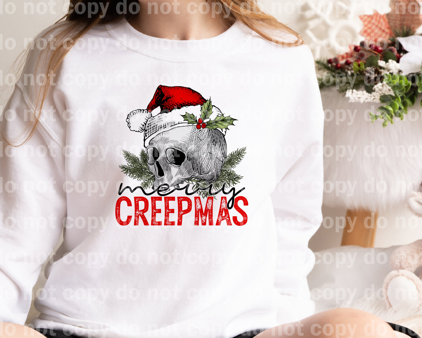 Merry Creepmas Skellie Distressed Dream Print or Sublimation Print