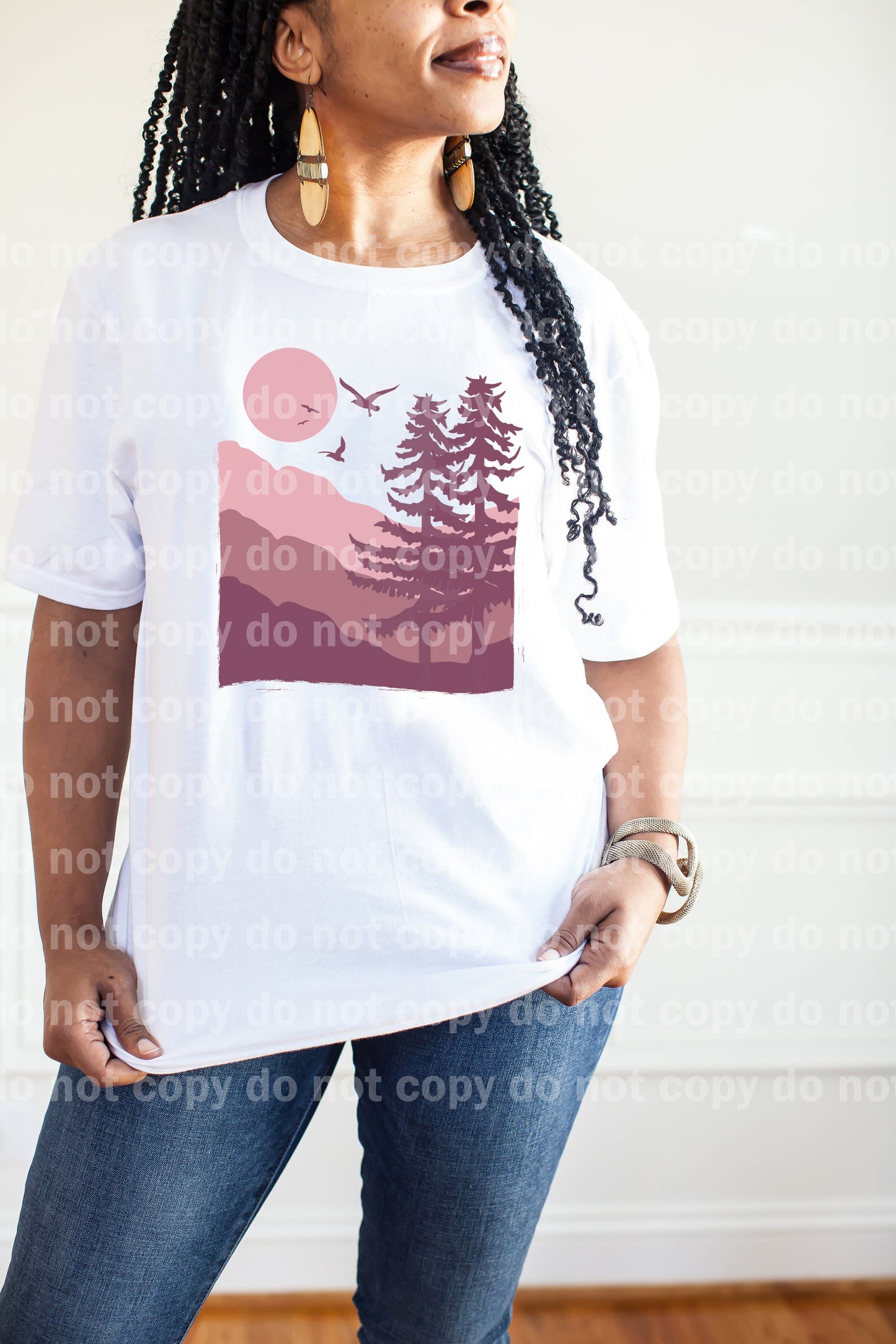 Mountains Moon Pine Trees Mauve Dream Print or Sublimation Print