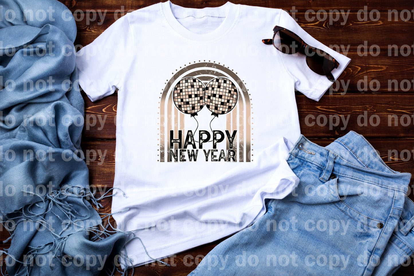 Happy New Year Balloons Distressed Dream Print or Sublimation Print