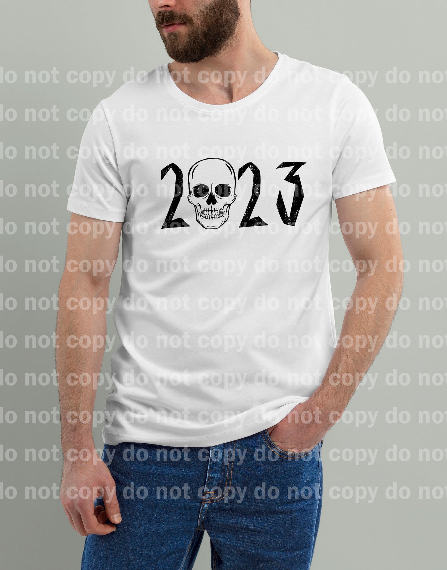 New Year Skull 2023 Distressed Full Color/One Color Dream Print or Sublimation Print