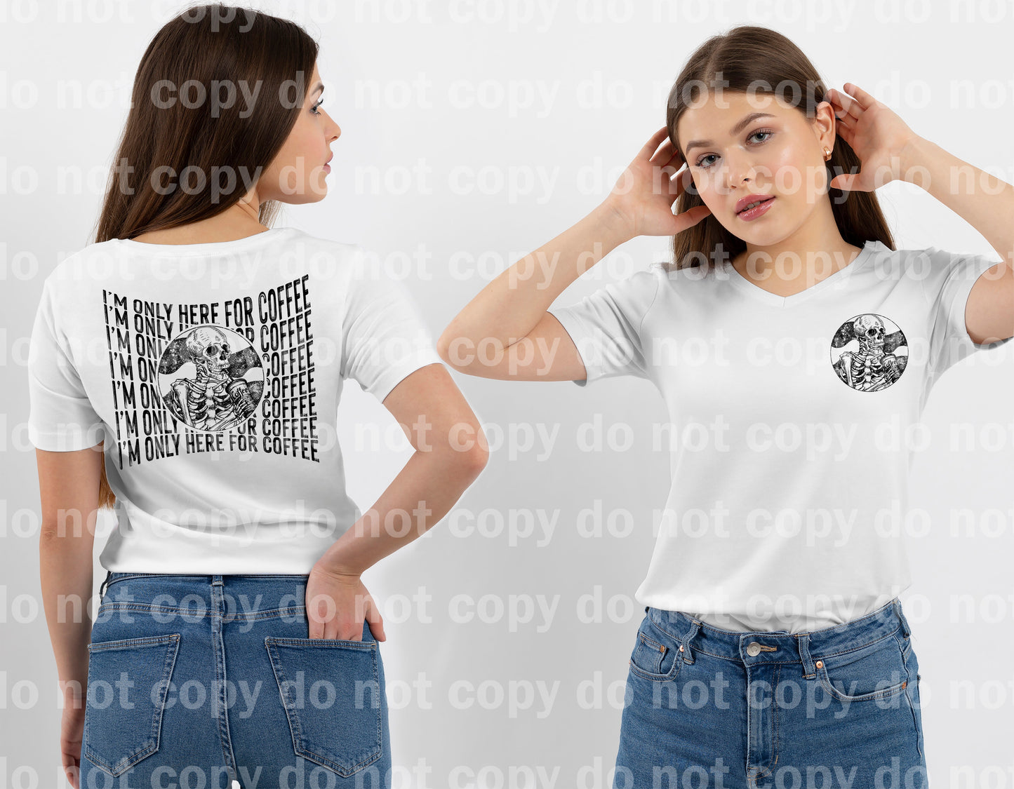 Sólo estoy aquí para el conjunto de combinación de esqueletos de café Dream Print o impresión por sublimación
