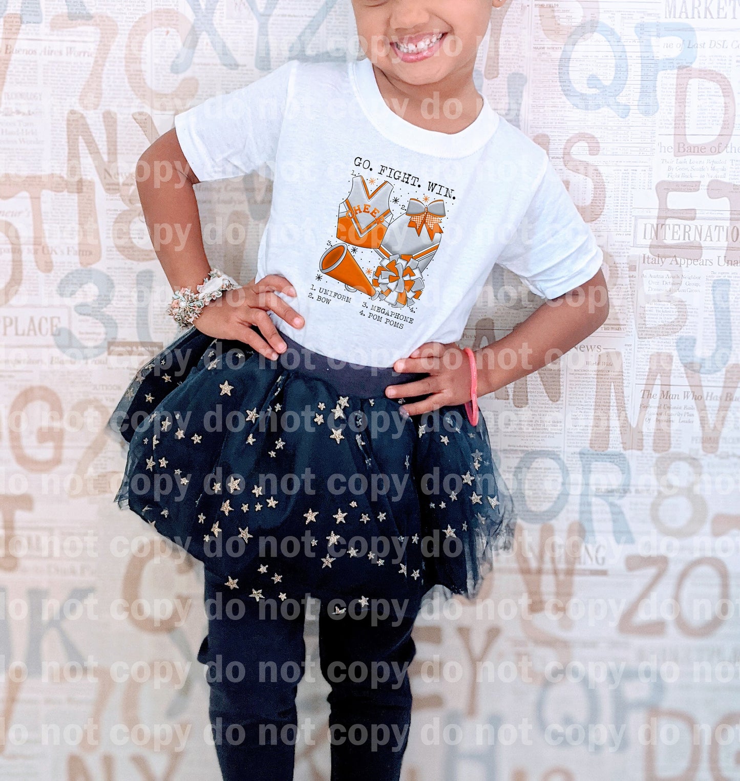 Go Fight Win Cheer Chart Orange And White Dream Print or Sublimation Print