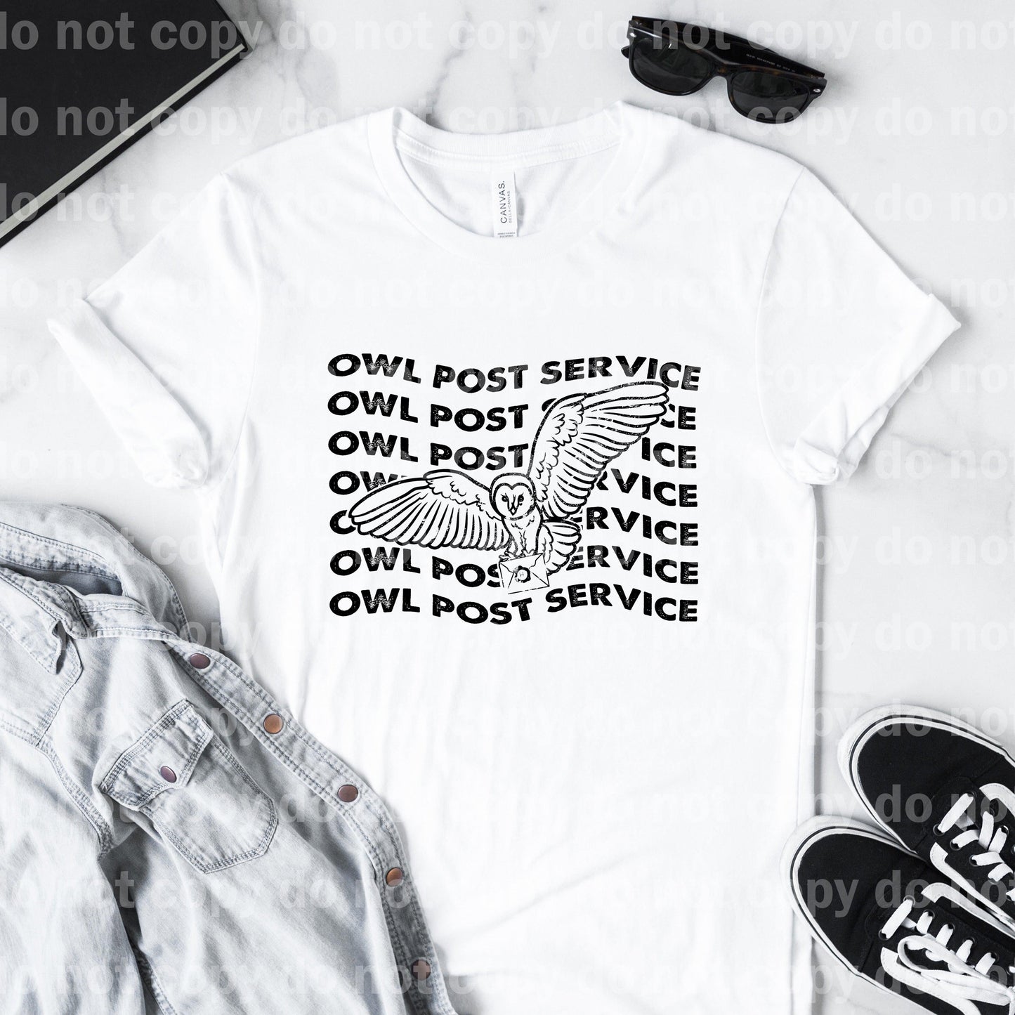 Owl Post Service Wavy Word Stack Black Dream Print or Sublimation Print