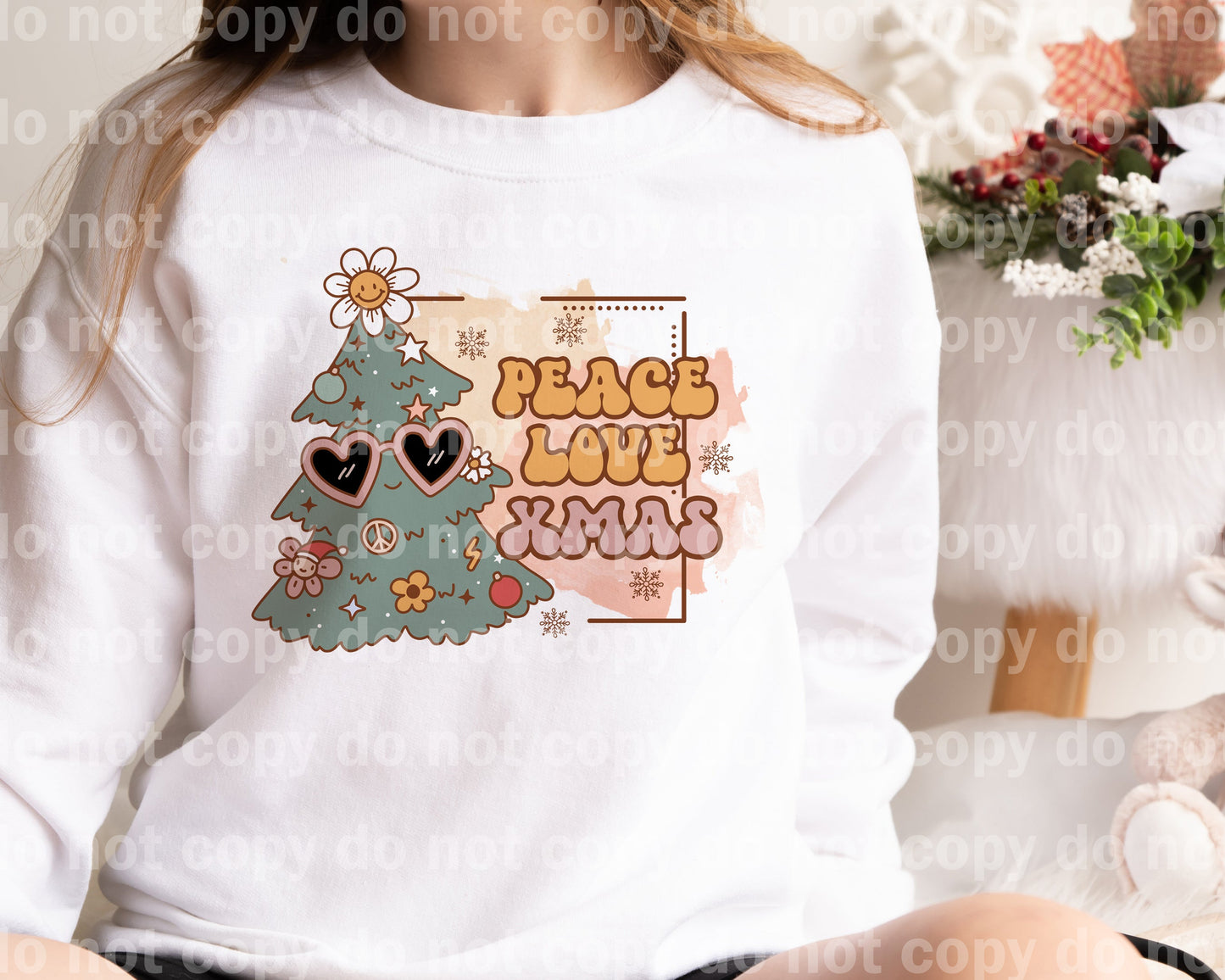 Peace Love Christmas Retro Dream Print or Sublimation Print