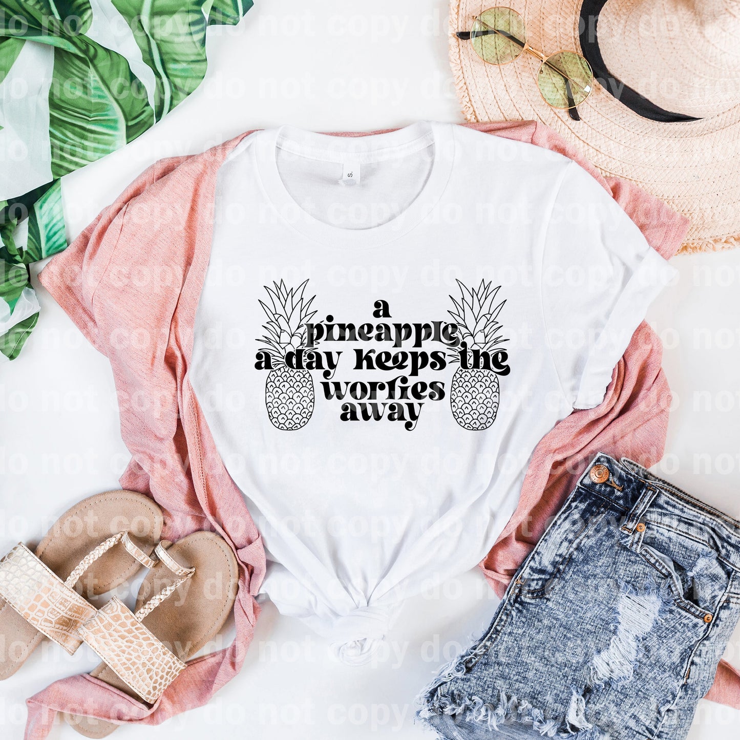 A Pineapple A Day Keeps The Worries Away Full Color/One Color Dream Print or Sublimation Print