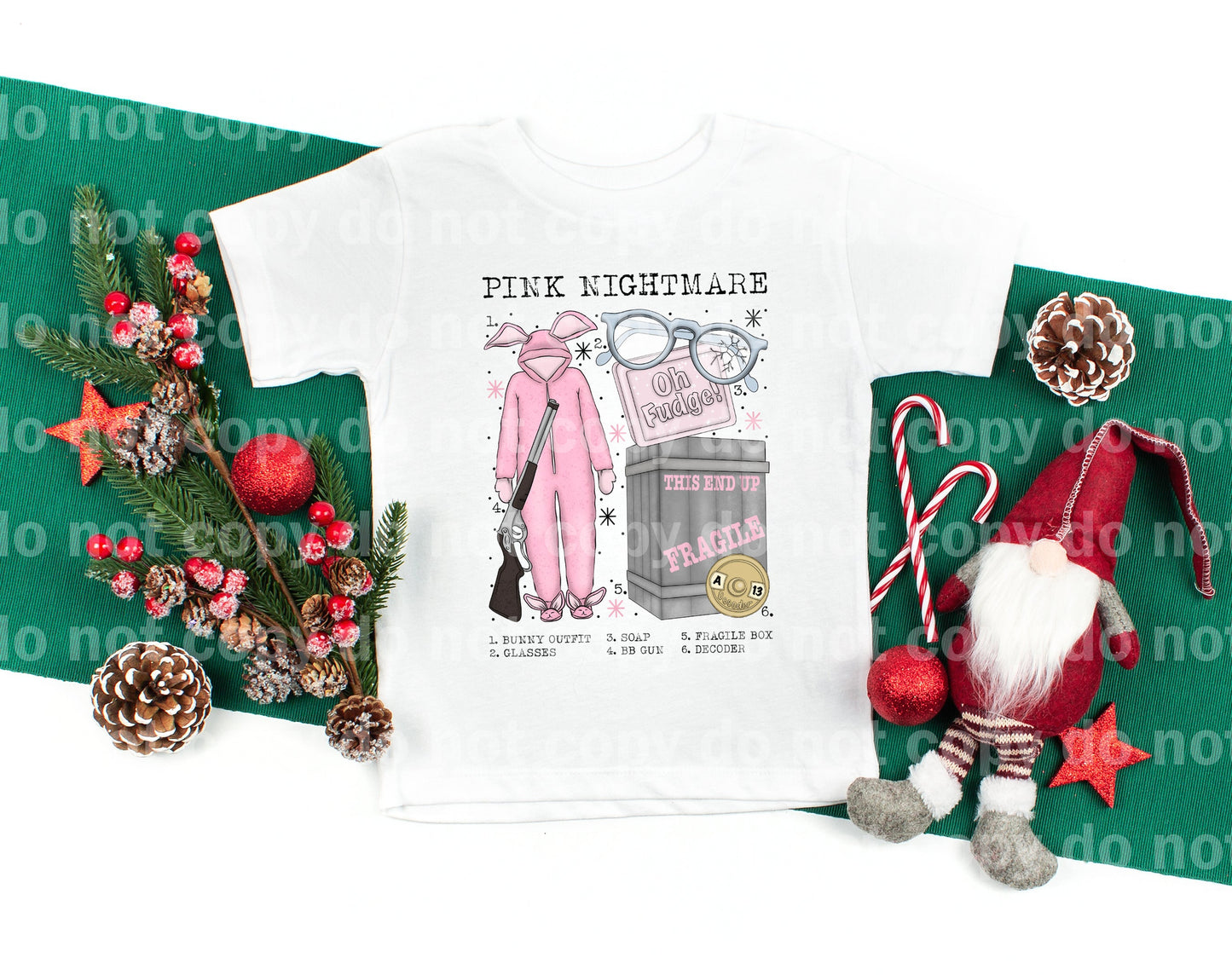 Pink Nightmare Girlie Christmas Chart Dream Print o Impresión de sublimación
