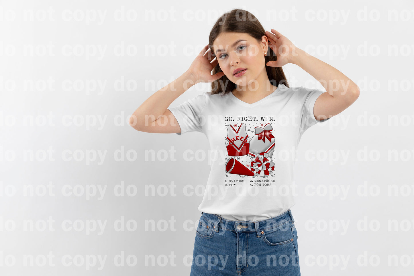 Go Fight Win Cheer Chart Red And White Dream Print or Sublimation Print