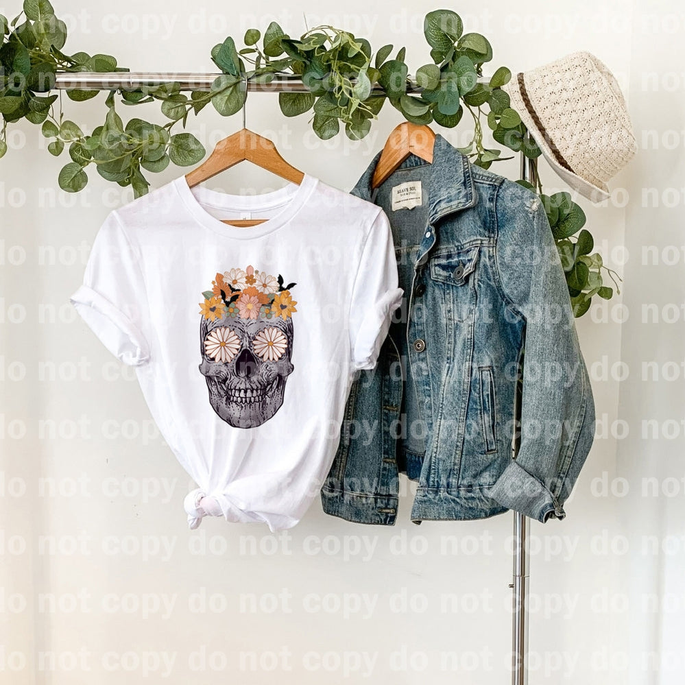 Estampado de ensueño de calavera floral retro o estampado por sublimación