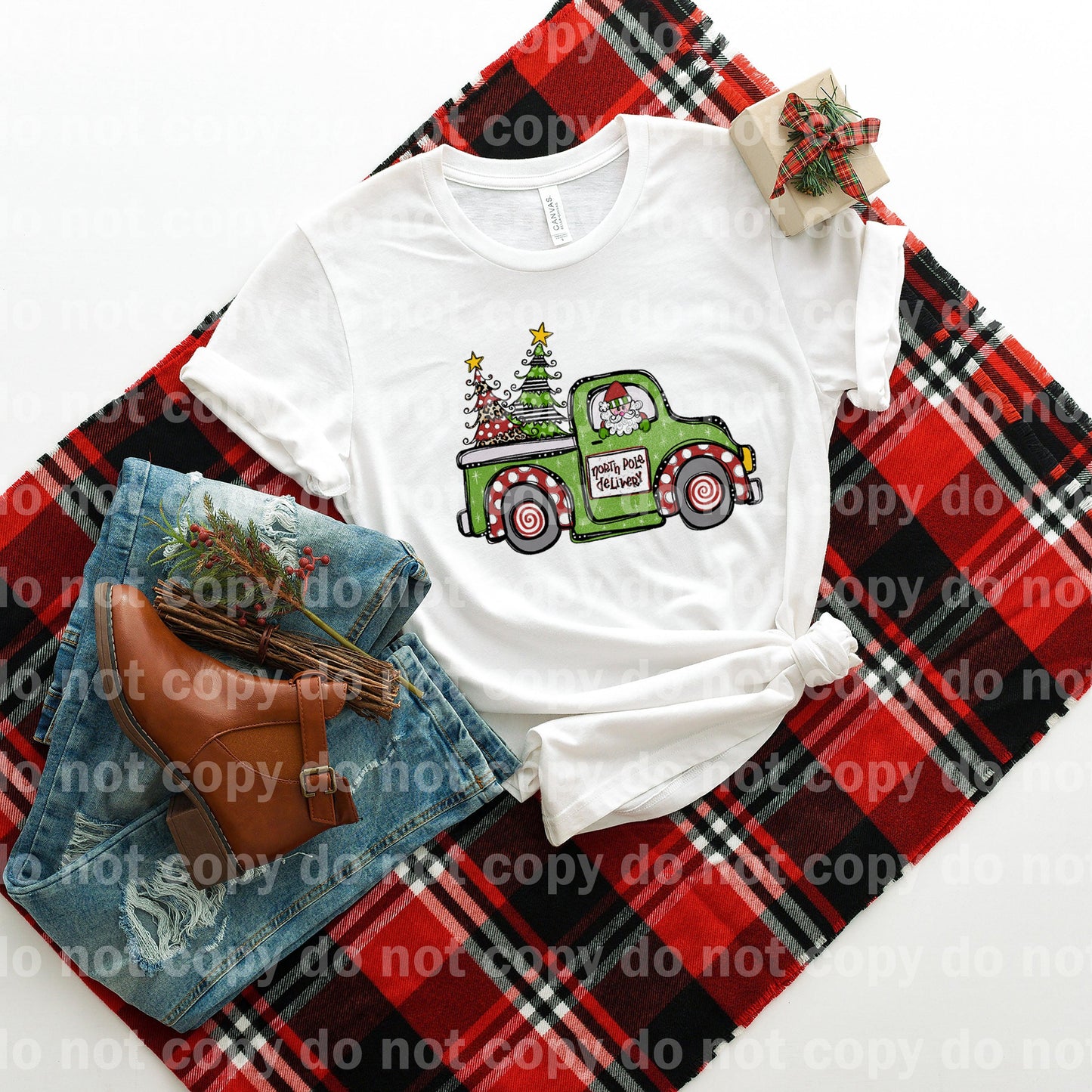 Santa And Christmas Trees In The Truck Dream Print or Sublimation Print
