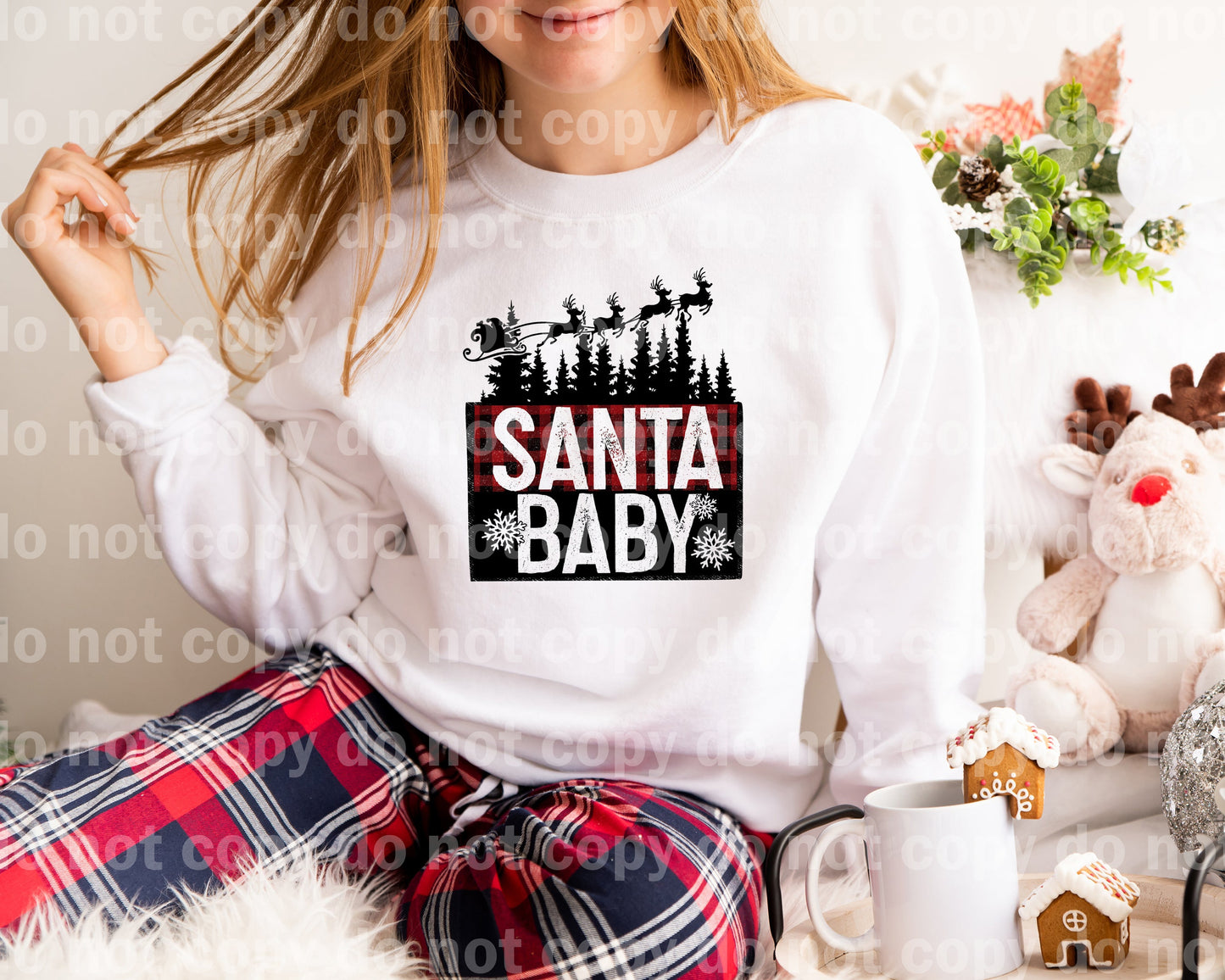 Santa Baby Sleigh Distressed Dream Print or Sublimation Print
