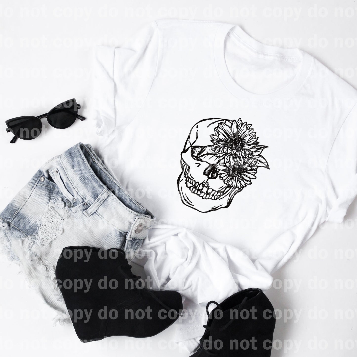 Skellie Floral Distressed Full Color/One Color Dream Print or Sublimation Print
