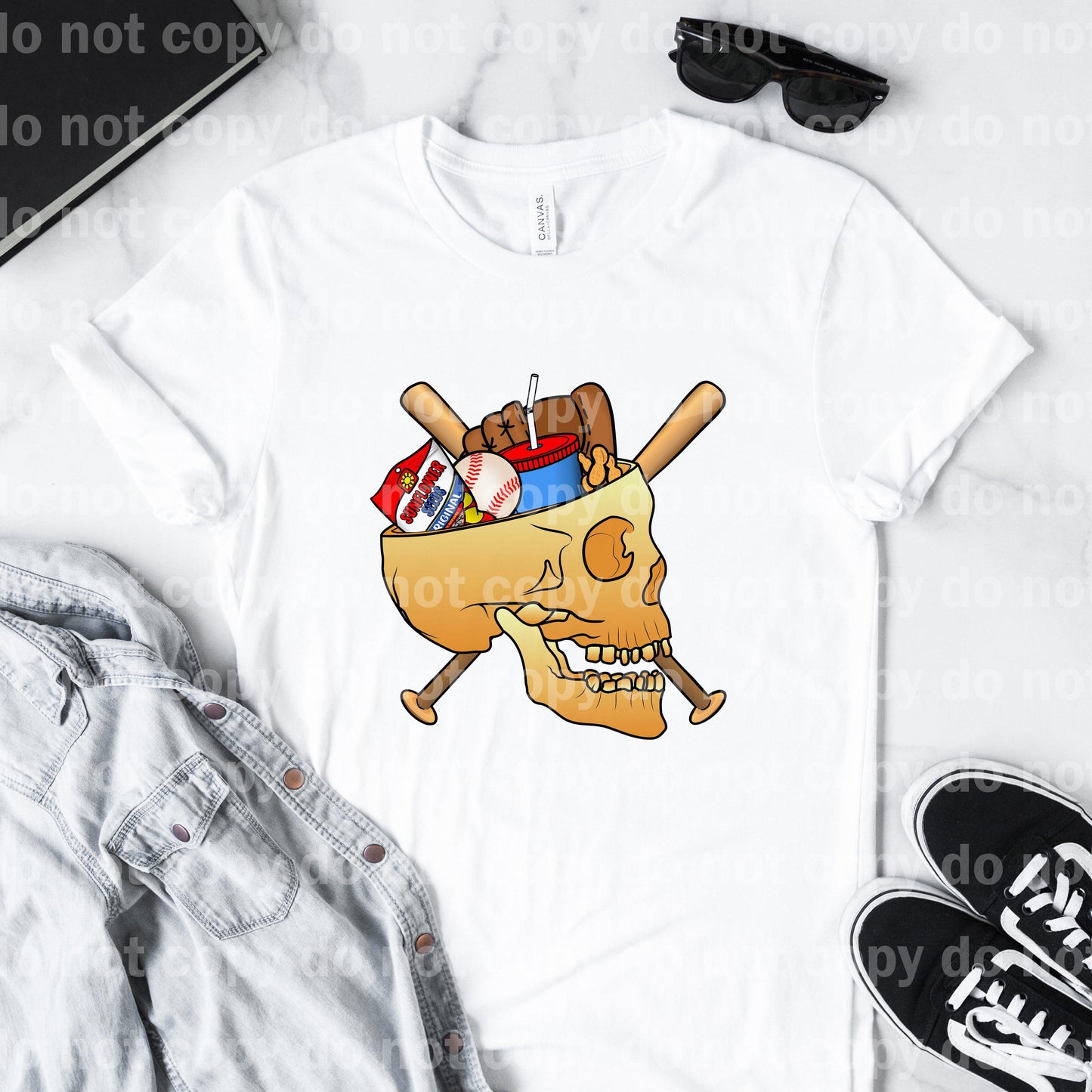 Impresión de sueño de béisbol de calavera o impresión de sublimación