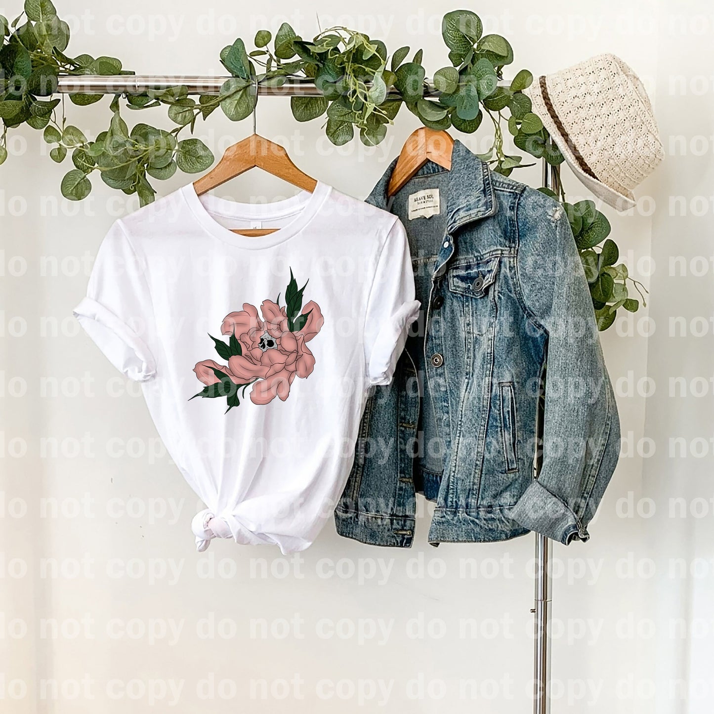 Estampado de ensueño rosa con flor de calavera o estampado por sublimación