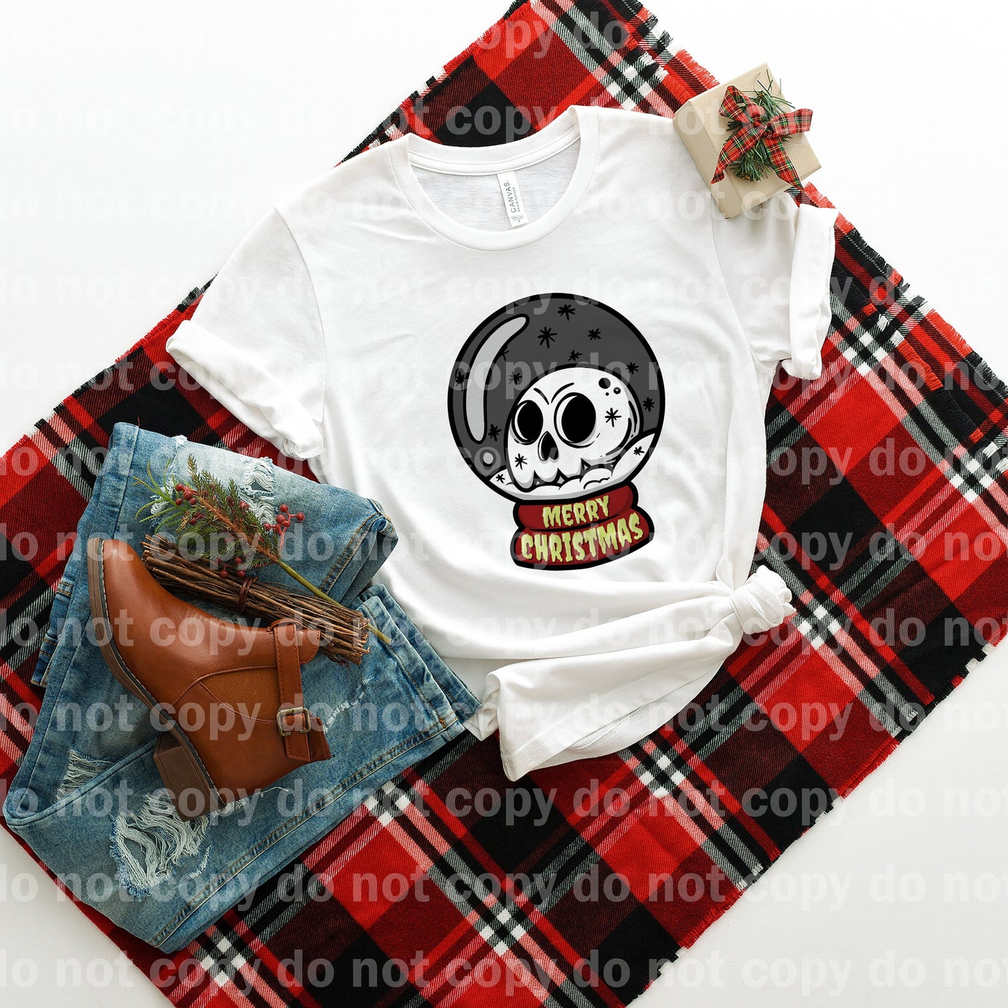 Snow Skull Crystal Ball Merry Christmas Dream Print or Sublimation Print