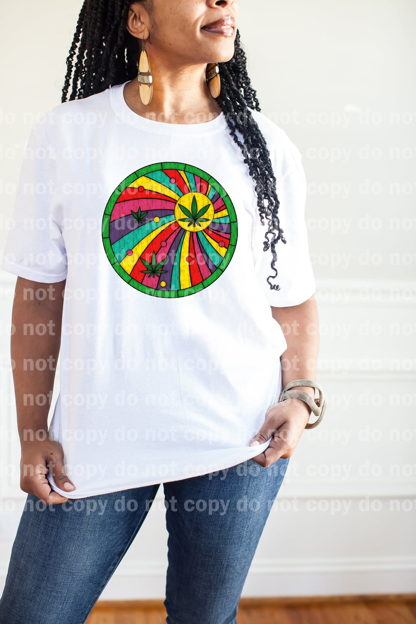 Stained Glass Weed Retro Round Dream Print or Sublimation Print