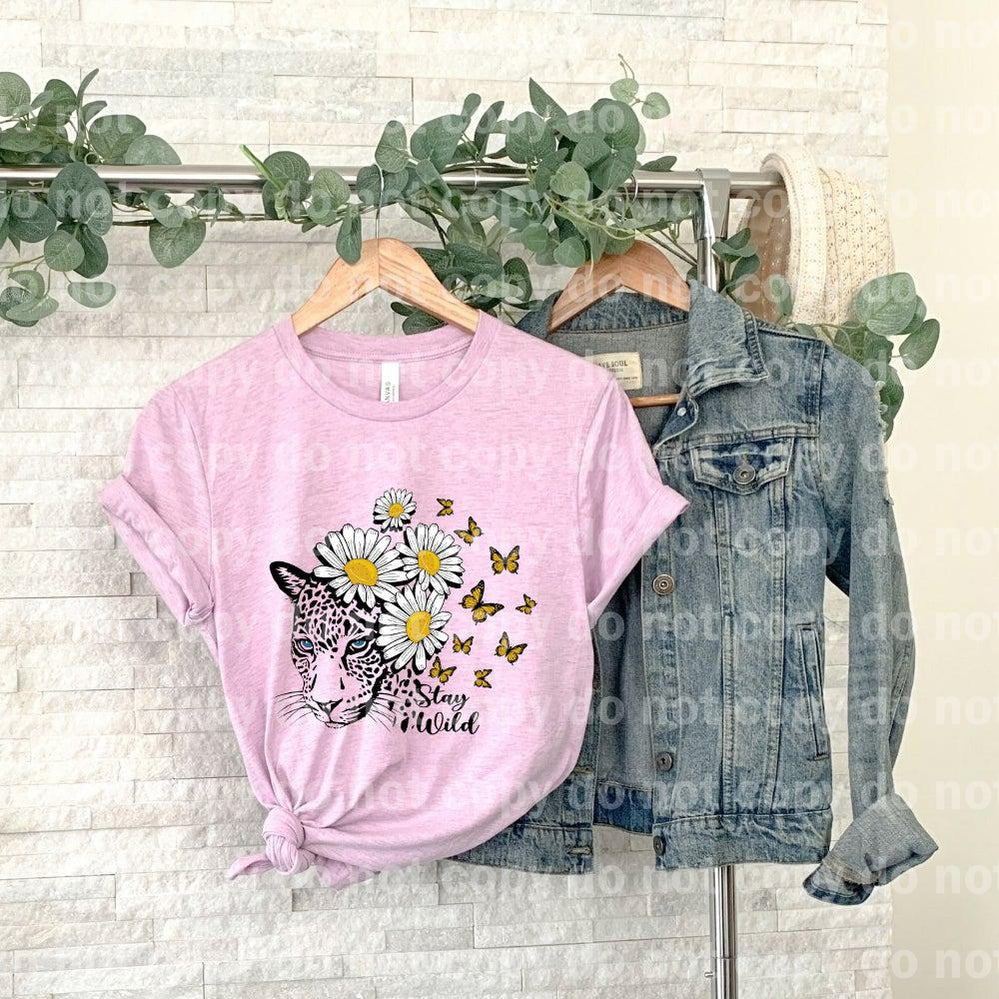 Stay Wild Leopard Flowers Dream print transfer