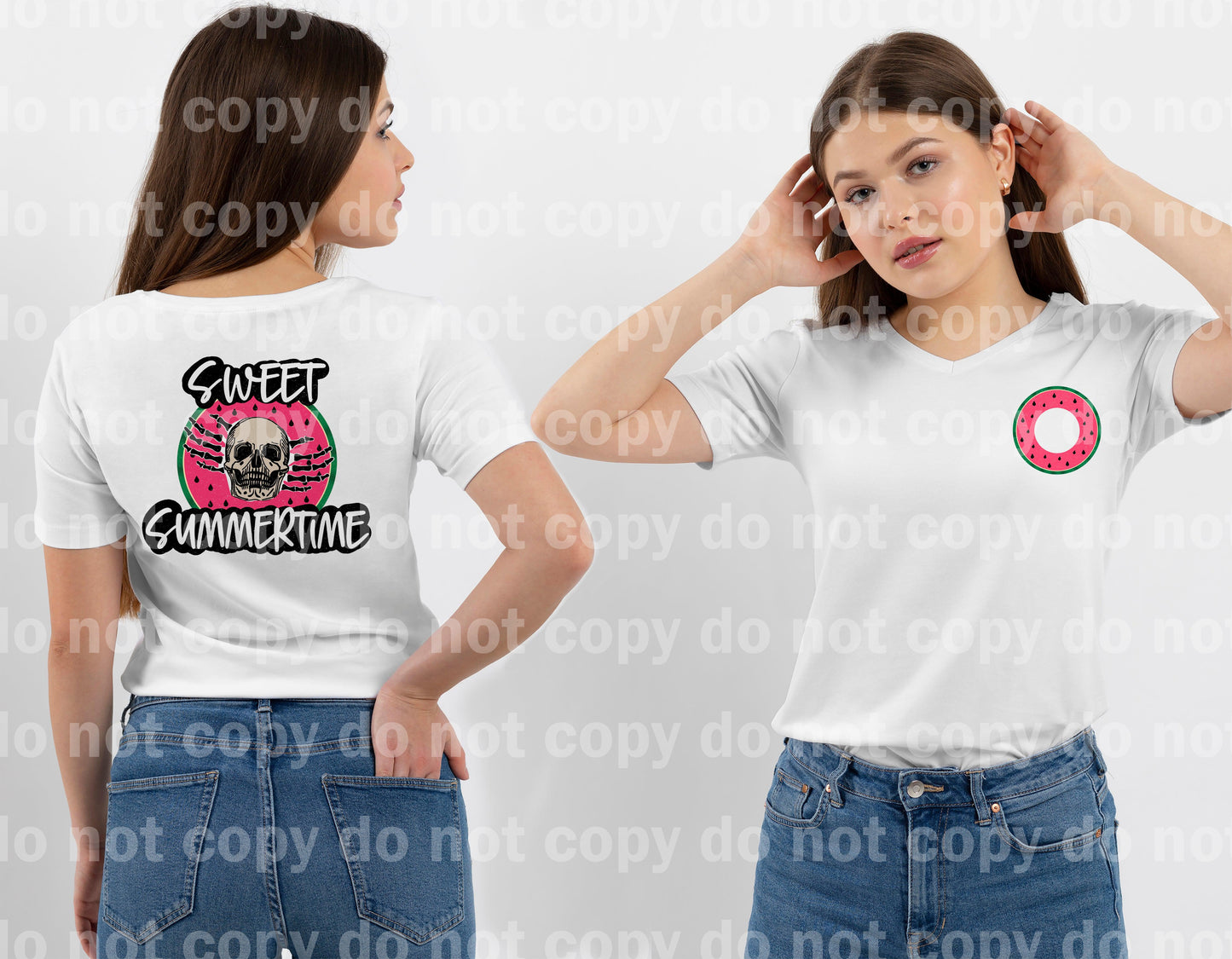 Sweet Summertime Skelllie Watermelon Matching Set Distressed / Non Distressed Dream Print or Sublimation Print