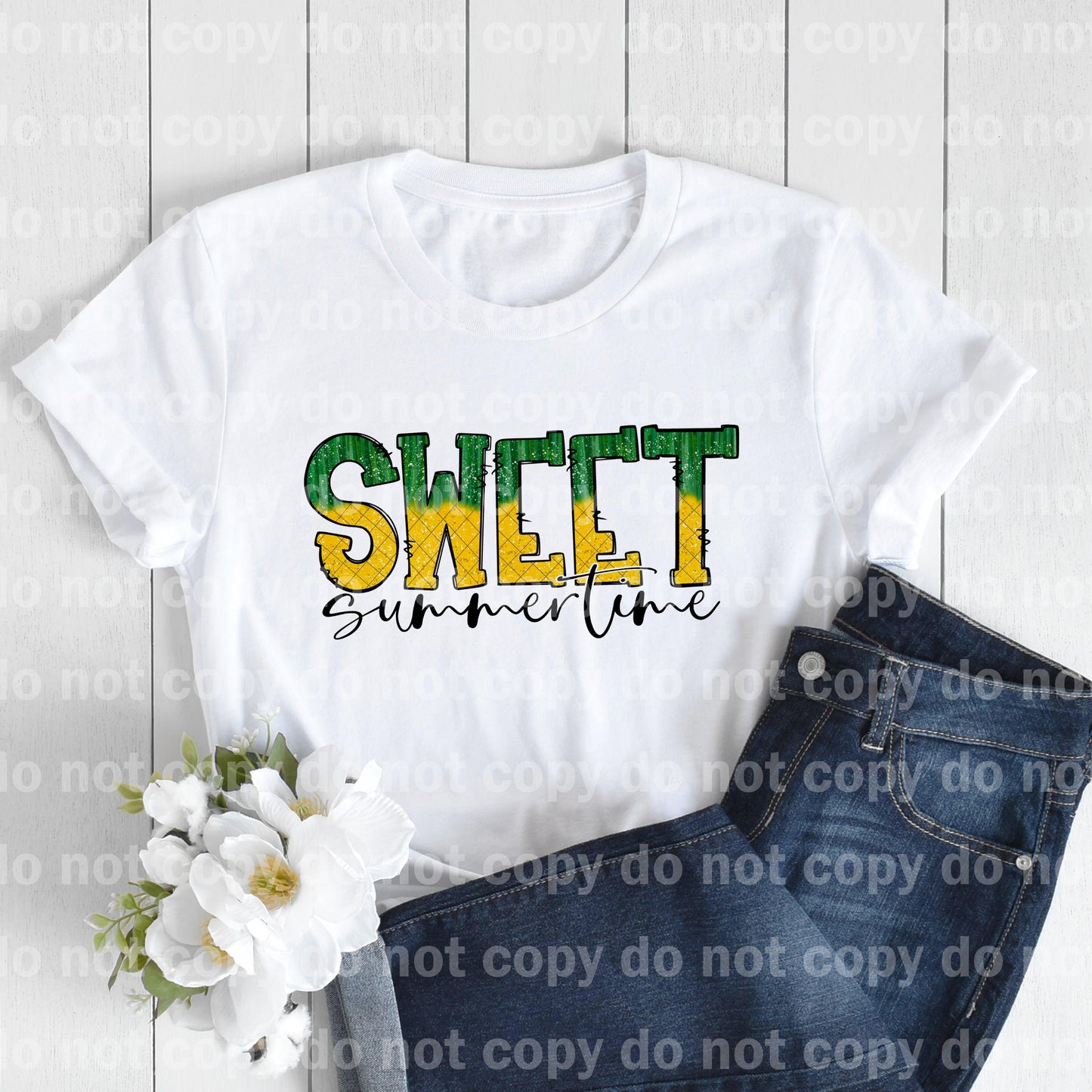 Sweet Summertime Typography Green Yellow Dream Print or Sublimation Print