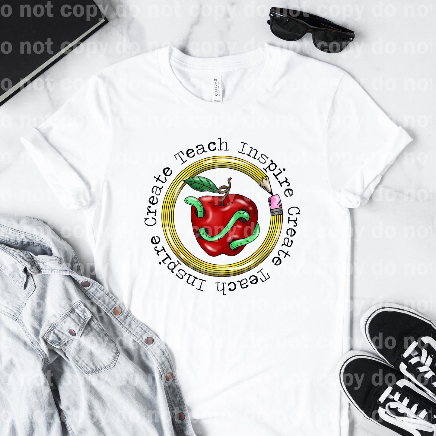 Teach Inspire Create Apple Dream Print or Sublimation Print