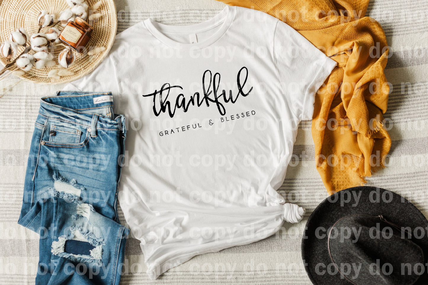 Thankful Grateful Blessed Typography Black/White Dream Print or Sublimation Print
