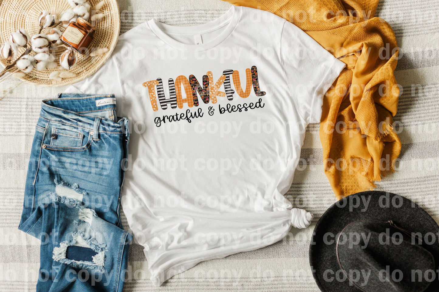 Thankful Grateful Blessed Typography Dream Print or Sublimation Print