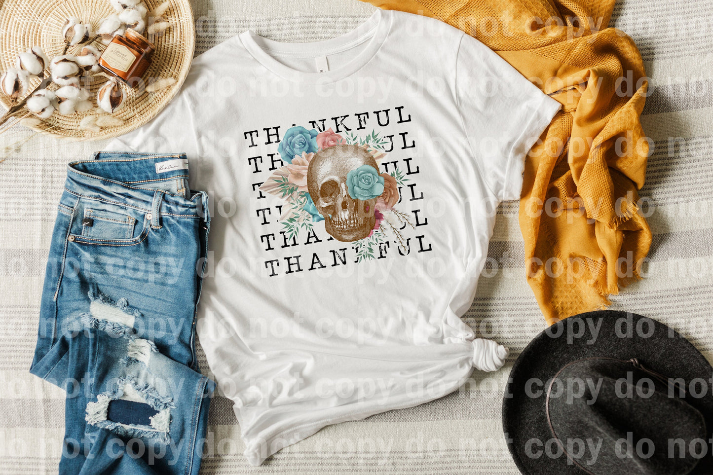 Thankful Skull Pastel Floral Dream Print or Sublimation Print