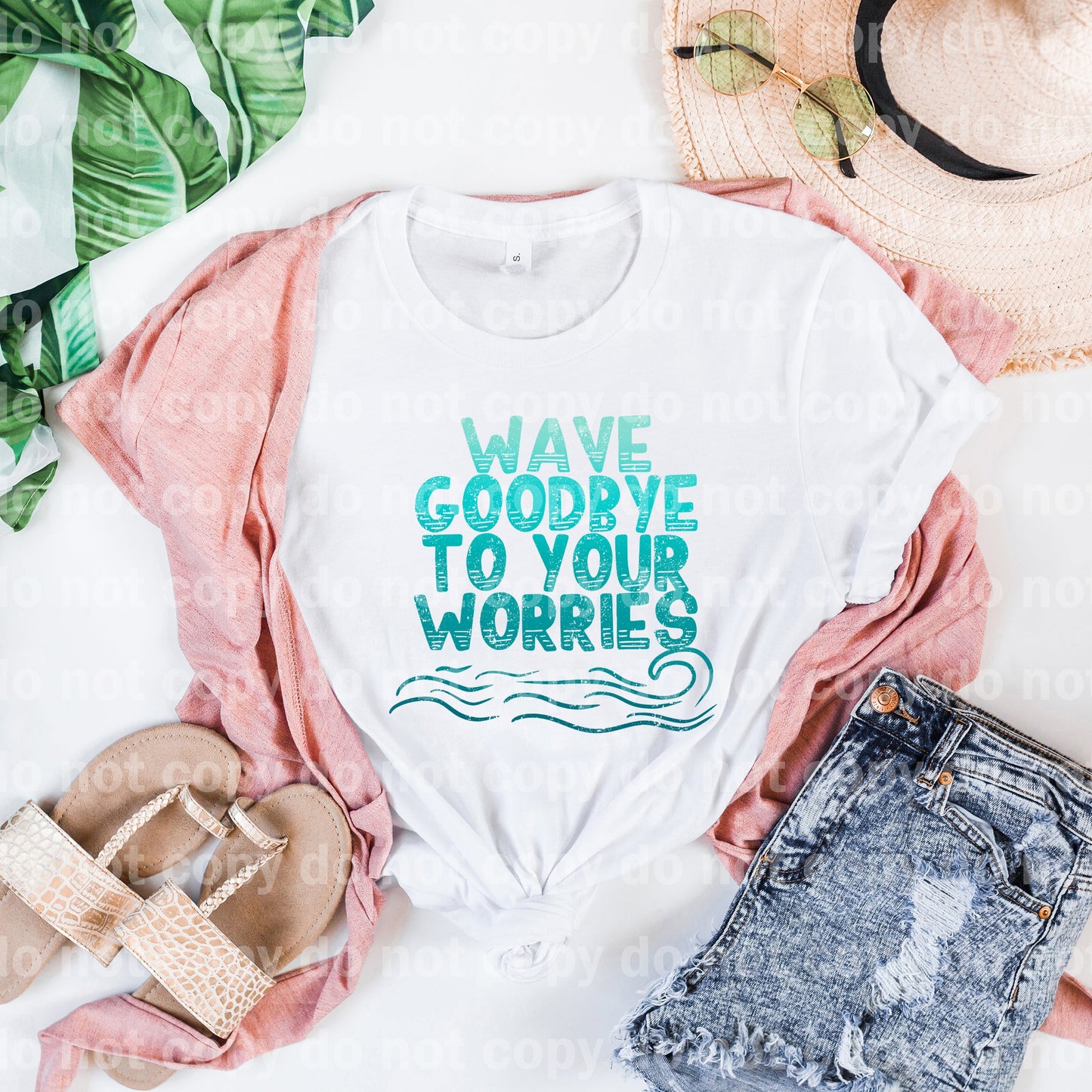 Wave Goodbye To Your Worries Distressed Full Color/One Color Dream Print or Sublimation Print
