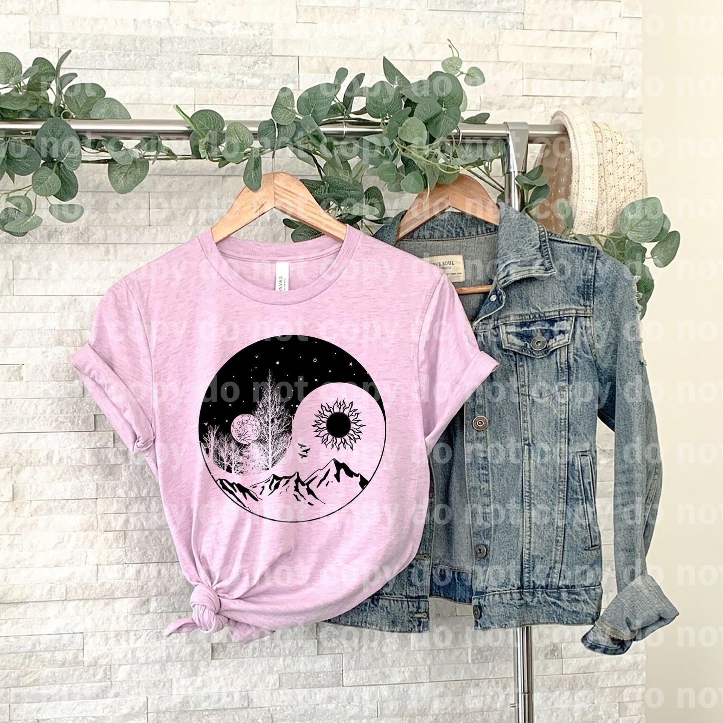 Yin yang Sun Trees Mountains Dream Print or Sublimation Print
