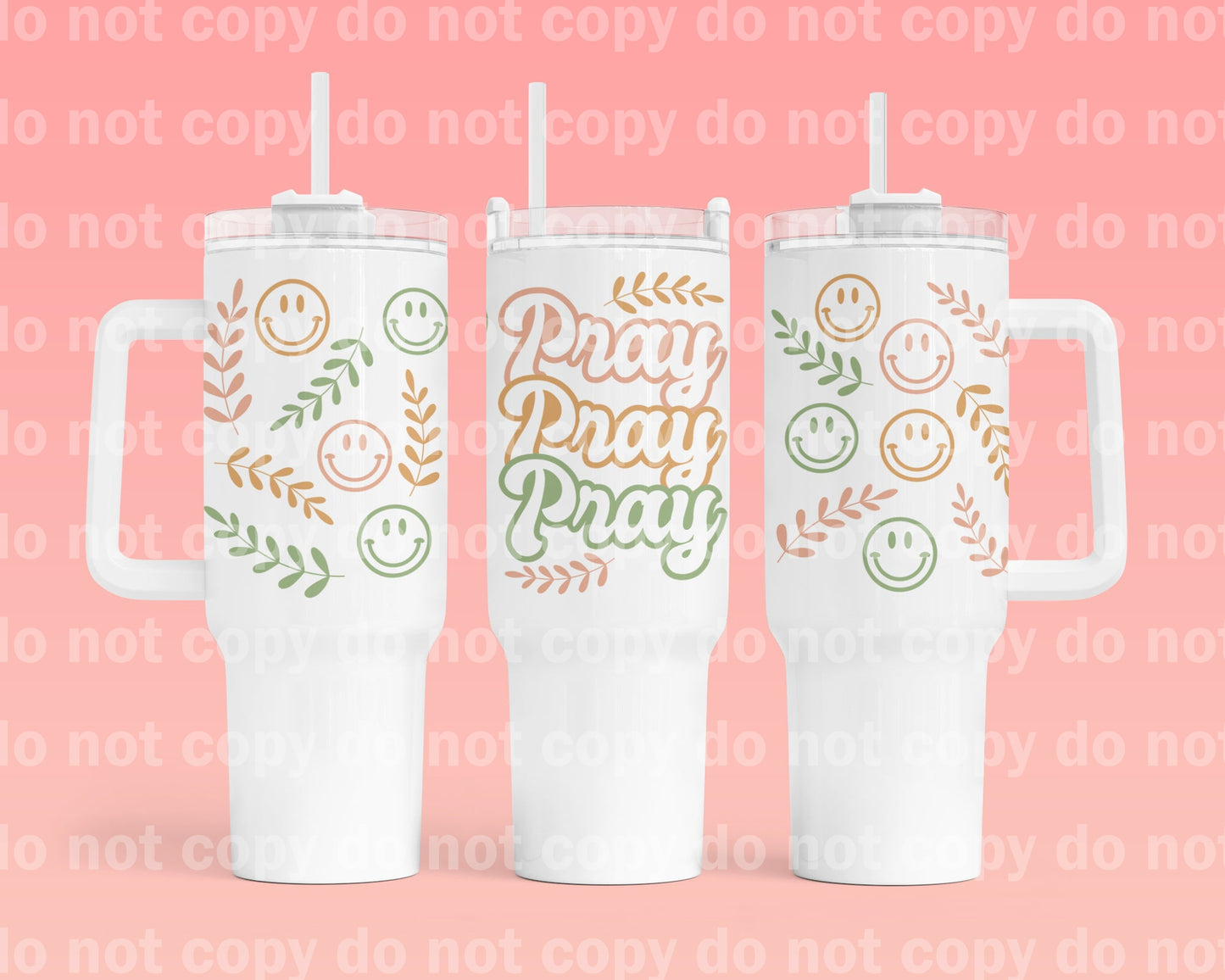 Pray Pray Pray 40oz Cup Wrap with Matching Handle Print