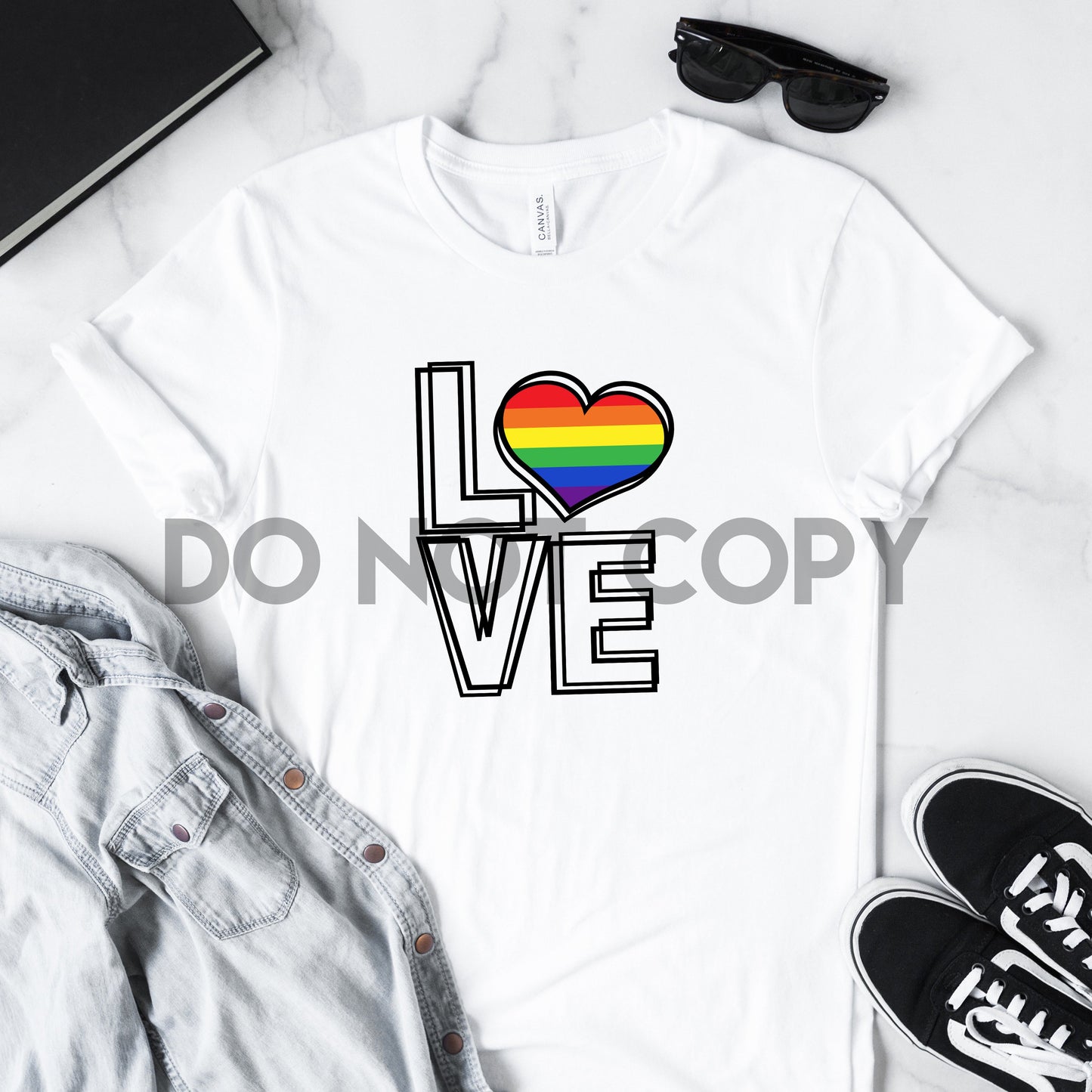 Love Word Art Rainbow Heart Pride Sublimation Print