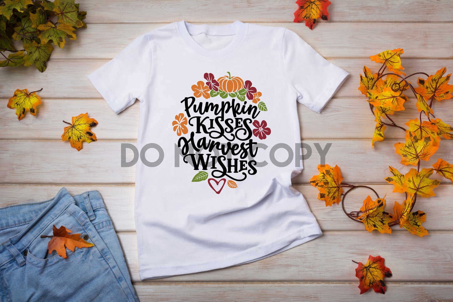 Pumpkin Kisses Harvest Wishes Sublimation print