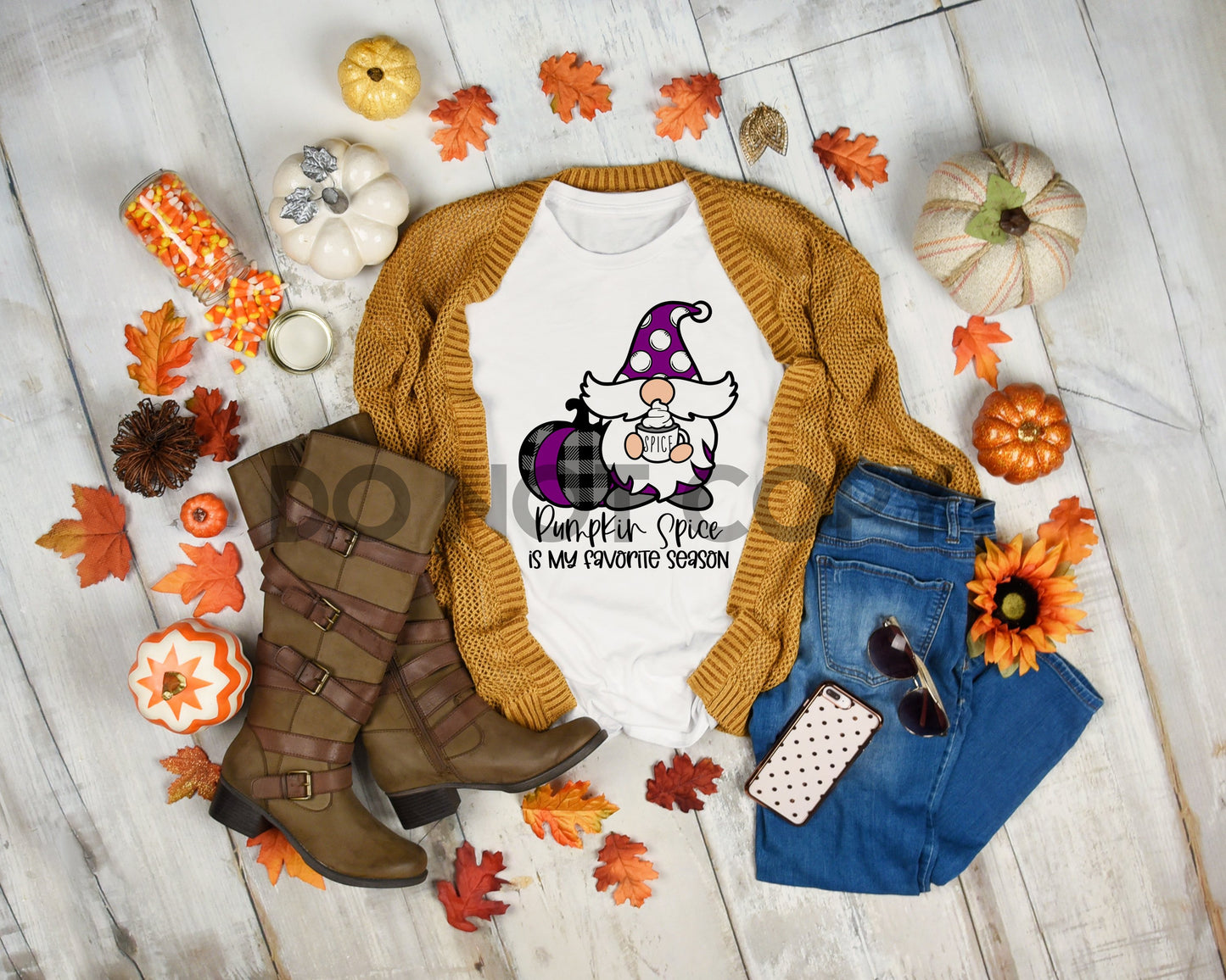 Pumpkin Spice Is My Favorite Season Gnome Purple Sublimation print