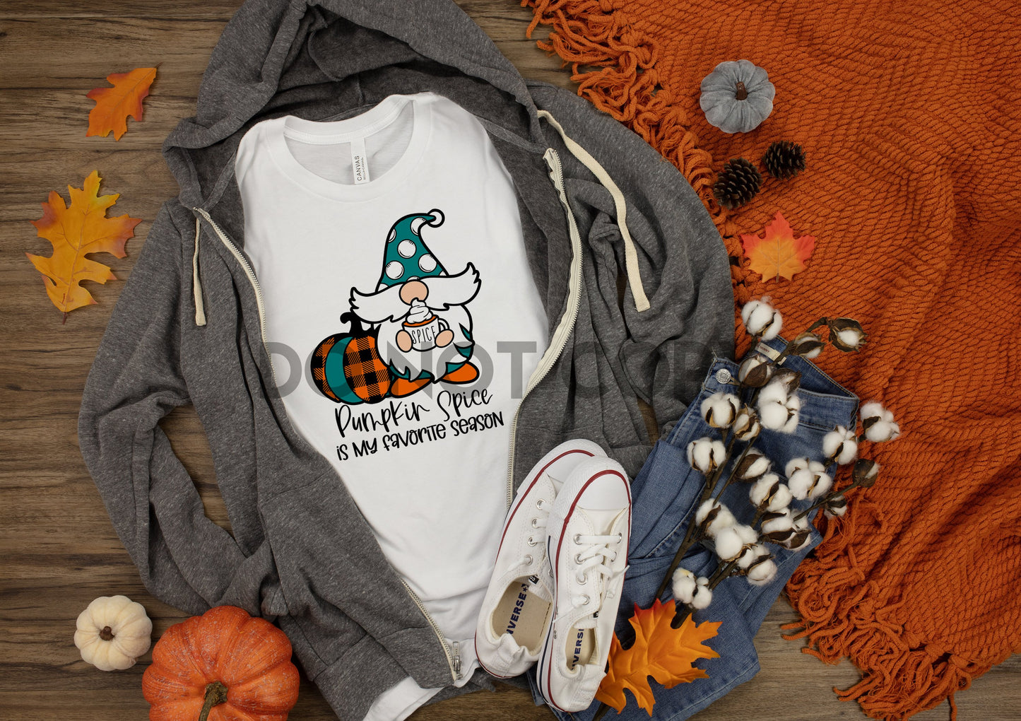 Pumpkin Spice Is My Favorite Season Gnome Teal Sublimation print