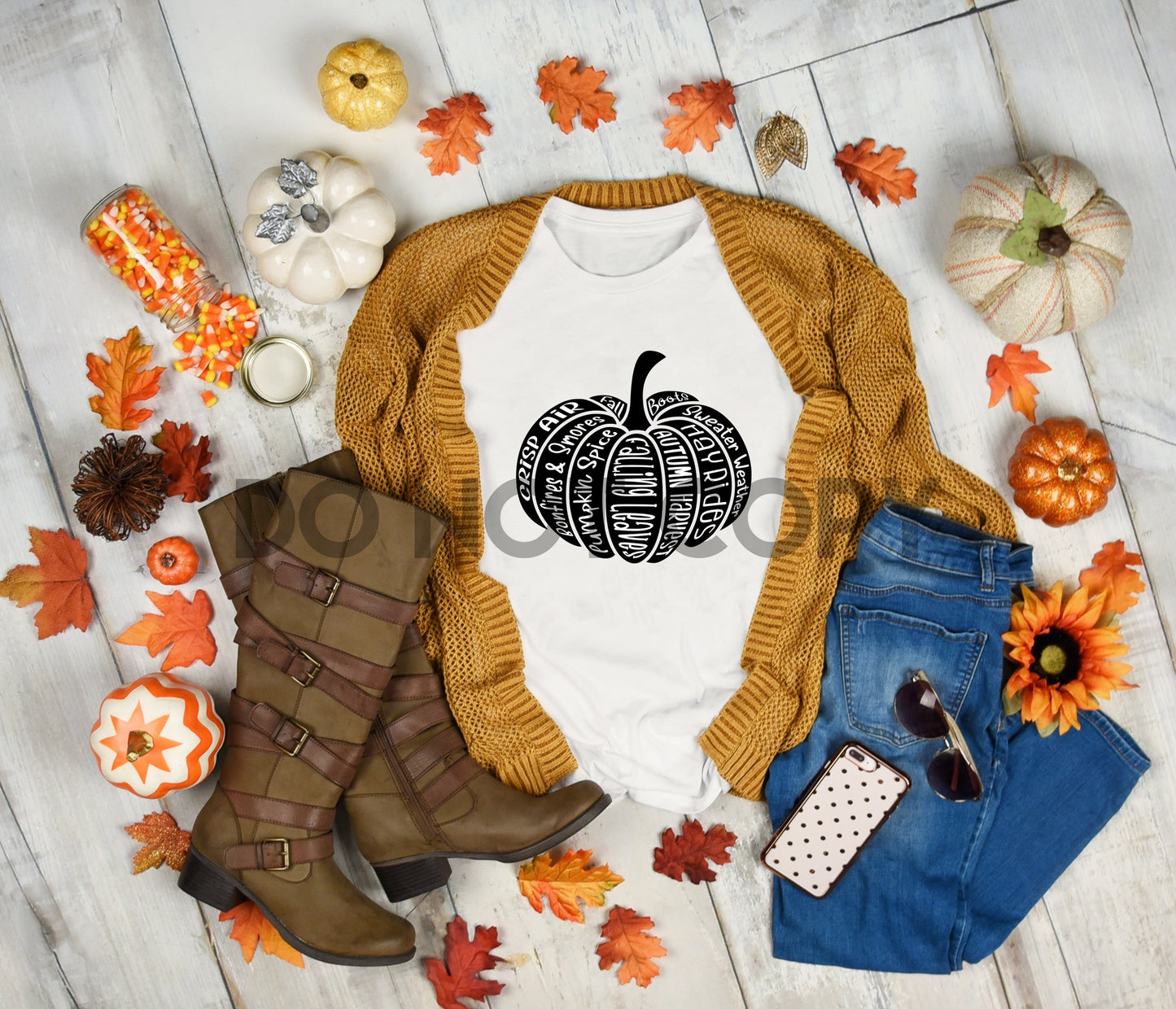 Pumpkin Word Art Black Sublimation print