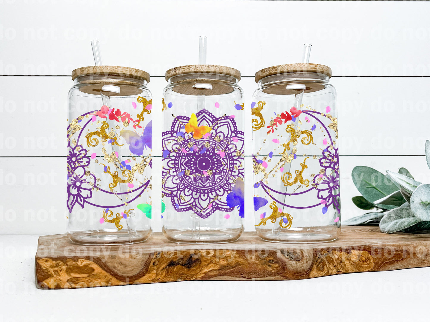 Purple Mandala Flower And Moon 9.75 x 3.7 16oz Cup Wrap