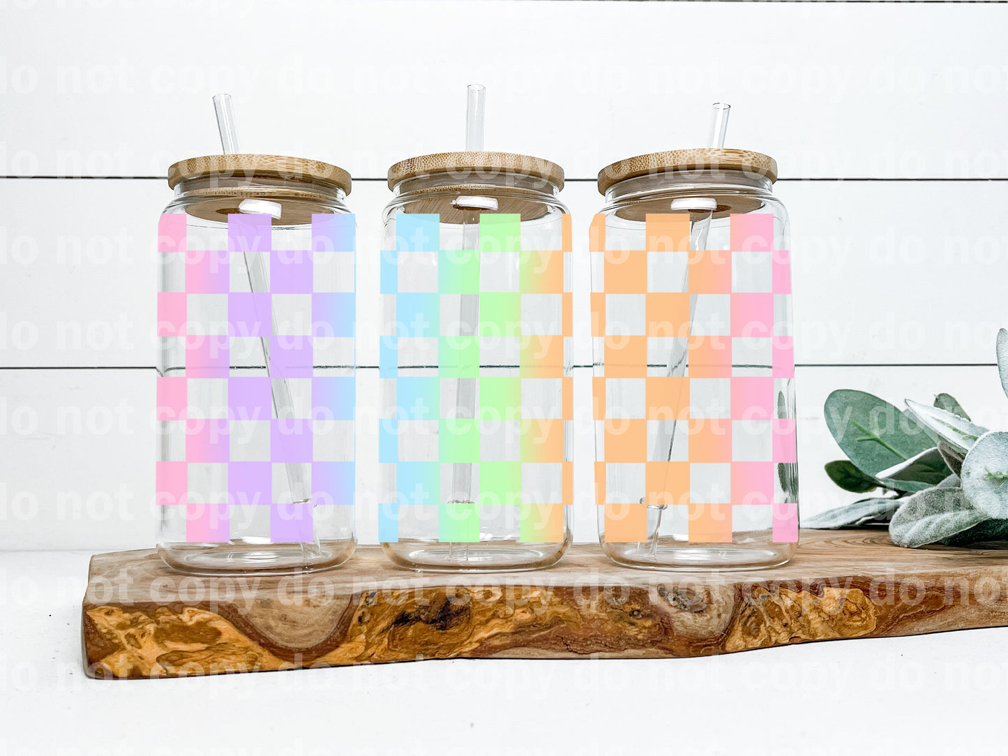 Rainbow Checkered 16oz Cup Wrap