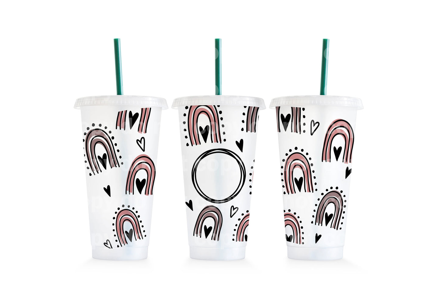 Rainbow Hearts Cup Wrap 24oz Cold Cup Wrap