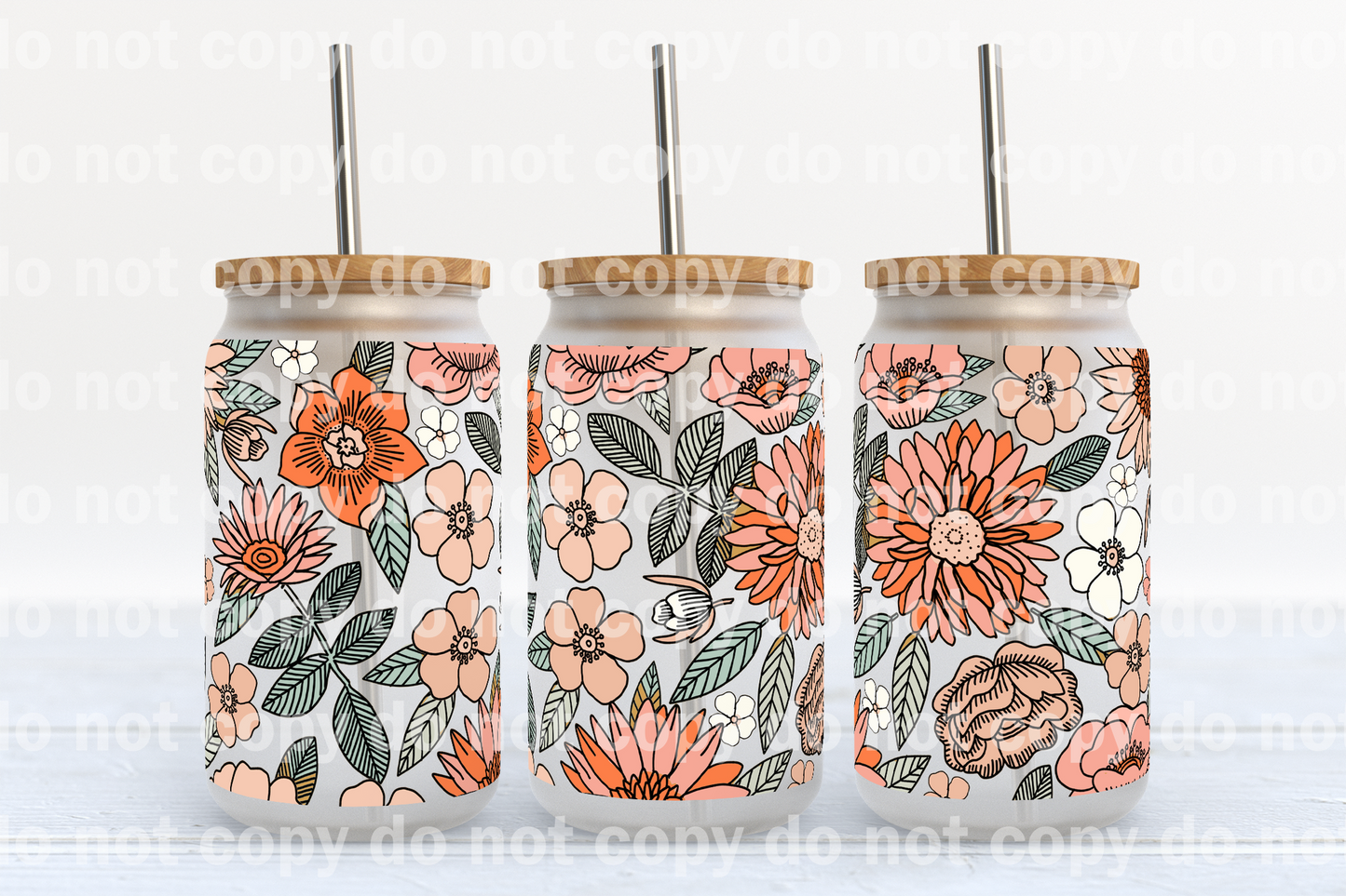 Retro Flowers Cup 16oz Cup Wrap