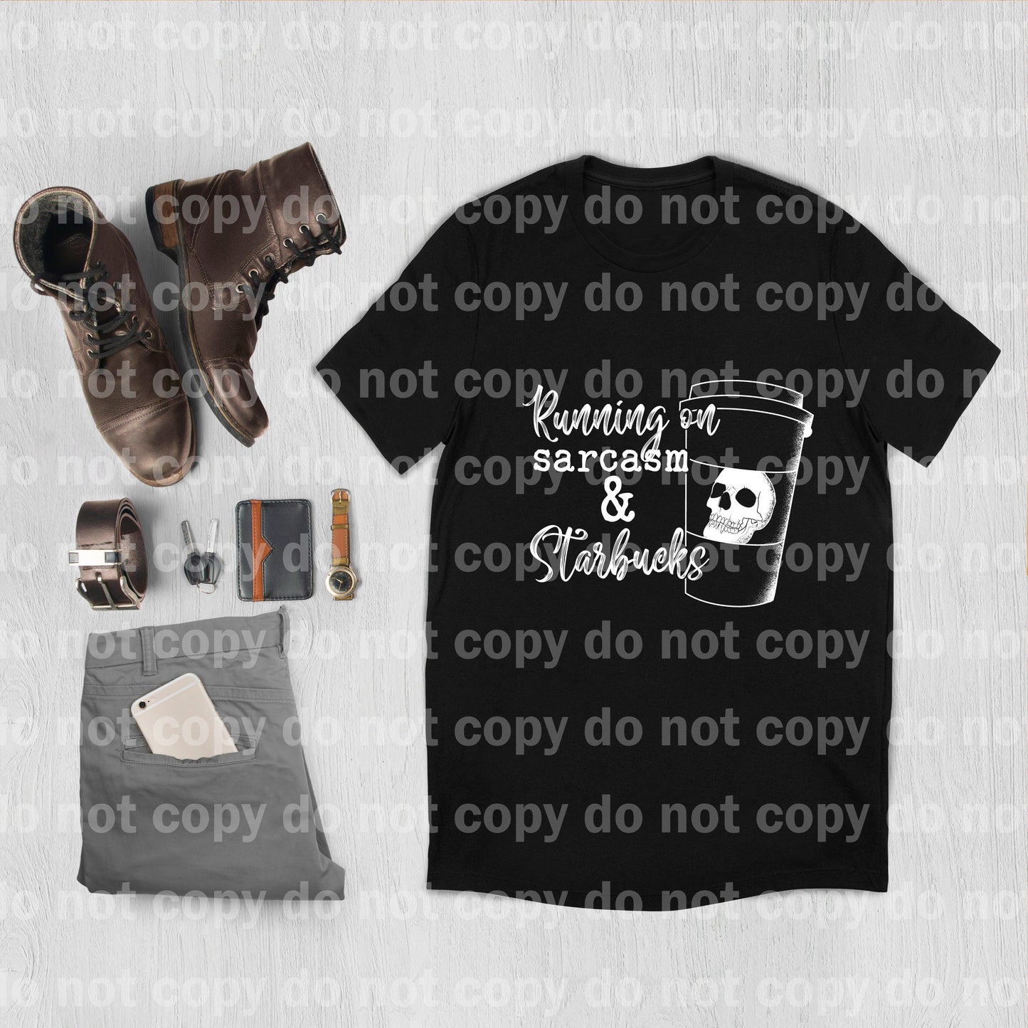 Corriendo en Sarcasm y Starbucks WHITE INK transferencia de serigrafía de un color
