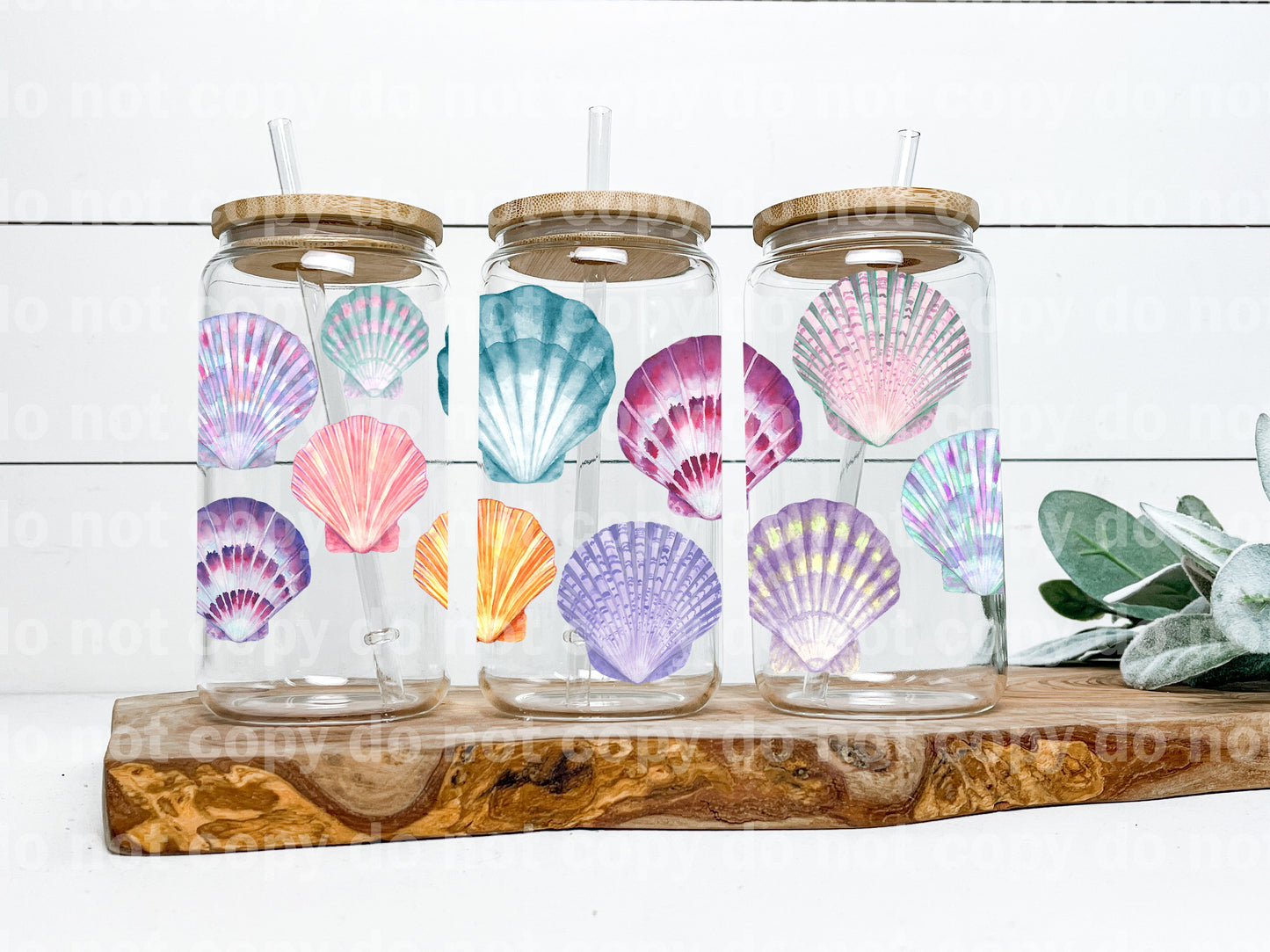 Seashell Watercolor Conchas 16oz Cup Wrap
